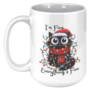 Crazy Cat Surrounded By Colored Lights 15 oz White Mug