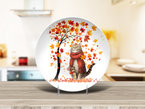 Autumn Leaves 10" Cat Plate