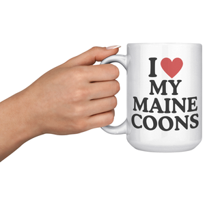 I Heart My Maine Coons White Mug