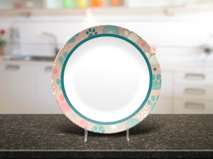 Teal Paw Print 10" Dinner Plate
