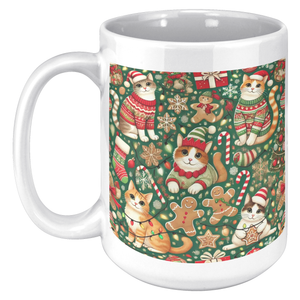 Cozy Cats Christmas Mug: Holiday Sweaters, Gingerbread, and Festive Fun