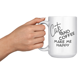 Cats and Coffee Make Me Happy Mug