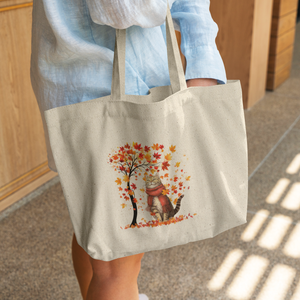 Autumn Leaves Cat Tote Bag