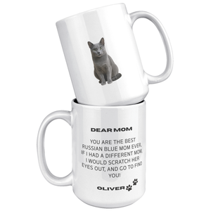 Russian Blue Mom 15 Oz White Mug