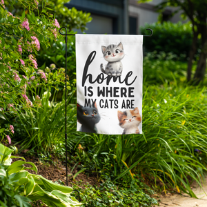 Home Is Where My Cats Are Garden Flag (No Stand)