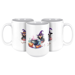 Halloween Crow Witches 15oz White Mug