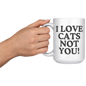 I Love Cats Not You 15oz White Mug