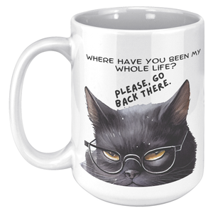 Funny Cranky Black Kitty 15oz White Mug