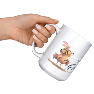 Merry Christmas Crazy Bird & Tree 15oz White Mug