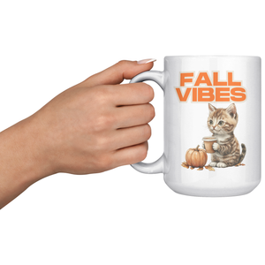 Fall Vibes Kitten 15 oz White Mug
