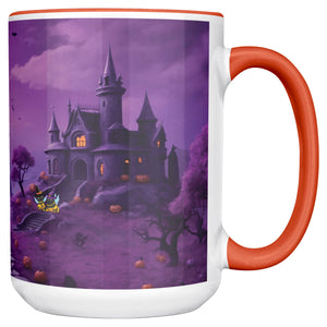 Accent Mug Full Wrap Cat Bees With Witch Hat Spooky Background