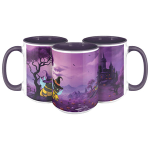 Accent Mug Full Wrap Cat Bees With Witch Hat Spooky Background