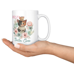 Best Sister Ever Cute Cat White Coffee Mug