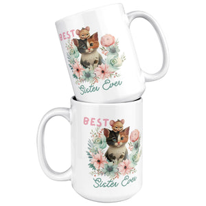 Best Sister Ever Cute Cat White Coffee Mug