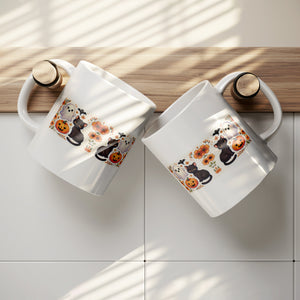 Black Cat Pumpkins And Ghosts Halloween 11 Oz Mug