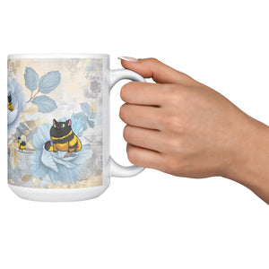 Cat Bees Florals White Coffee Mug