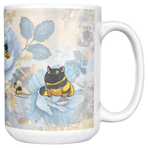 Cat Bees Florals White Coffee Mug