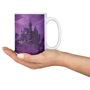 Cat Bees Wiches Hats And Spooky Castle White Coffee Mug