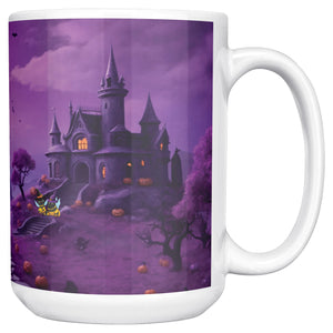 Cat Bees Wiches Hats And Spooky Castle White Coffee Mug