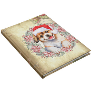 Puppy With Hat Christmas Hardcover Journal