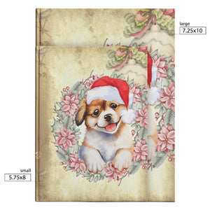 Puppy With Hat Christmas Hardcover Journal