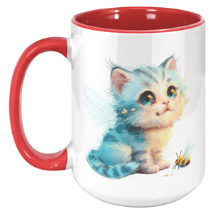 Cute Kitty With Bee Accent Mug