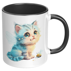 Cute Kitty With Bee Accent Mug