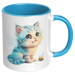 Cute Kitty With Bee Accent Mug