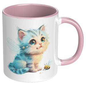Cute Kitty With Bee Accent Mug