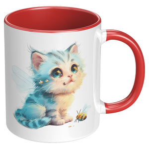 Cute Kitty With Bee Accent Mug