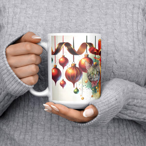 Holiday Balls With Kitty Faces White Mug