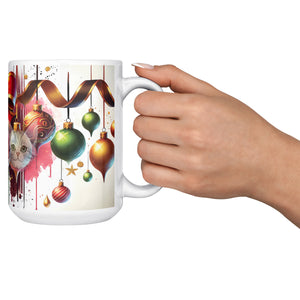 Holiday Balls With Kitty Faces White Mug