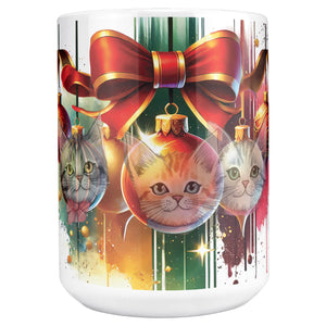 Holiday Balls With Kitty Faces White Mug