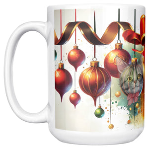 Holiday Balls With Kitty Faces White Mug