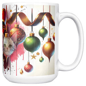 Holiday Balls With Kitty Faces White Mug