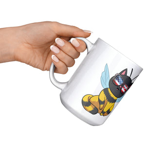 Kitty Bee Heart Flag White Coffee Mug