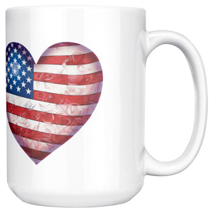 Kitty Bee Heart Flag White Coffee Mug