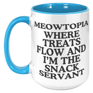 Meowtopia Where The Snacks Flow Accent Mug