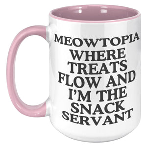 Meowtopia Where The Snacks Flow Accent Mug