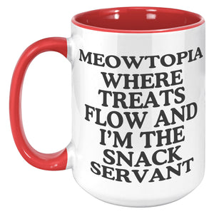 Meowtopia Where The Snacks Flow Accent Mug