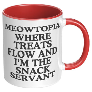 Meowtopia Where The Snacks Flow Accent Mug