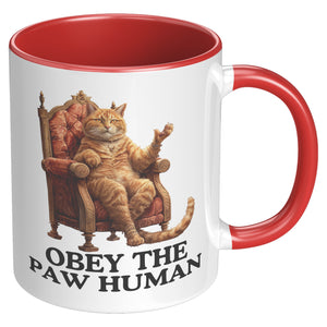Obey The Paw Human Funny Cat Themed Accent Mug