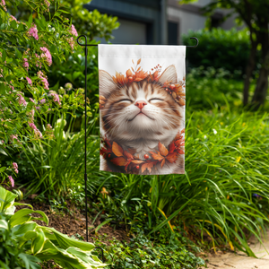 Autumn Cat Bliss Garden Flag (No Stand)
