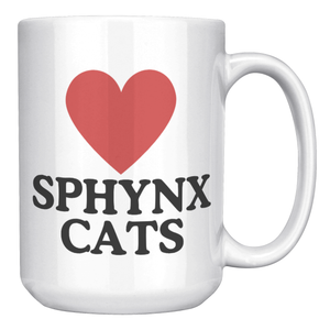 Love Sphynx Cats - Heart Design 15 oz White Mug