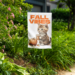 Fall Vibes Kitten Garden Flag (No Stand)