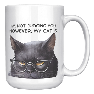 Funny Cranky Kitty No Judge 15 Oz White Mug