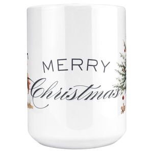 Merry Christmas Crazy Bird & Tree 15oz White Mug