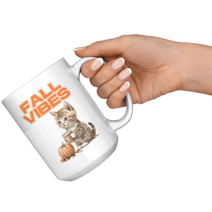 Fall Vibes Kitten 15 oz White Mug