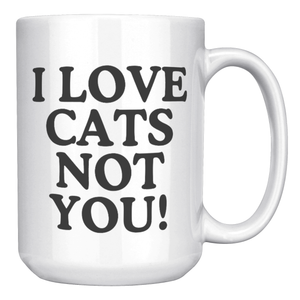 I Love Cats Not You 15oz White Mug
