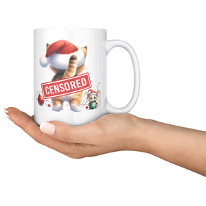 Funny Christmas Cat & Mouse 15oz White Mug